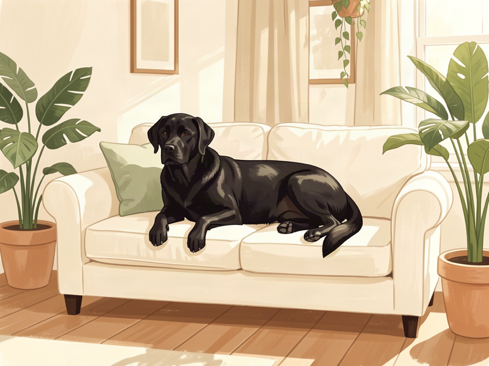 Ember, our resident Lab, settled in our home
